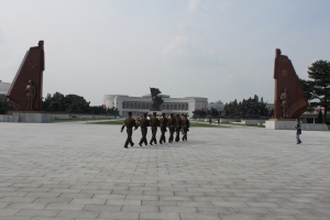 marching in the grounds of the Korean war museum