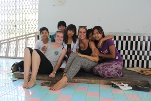 Myself and Lydia with some girls we met in a temple!